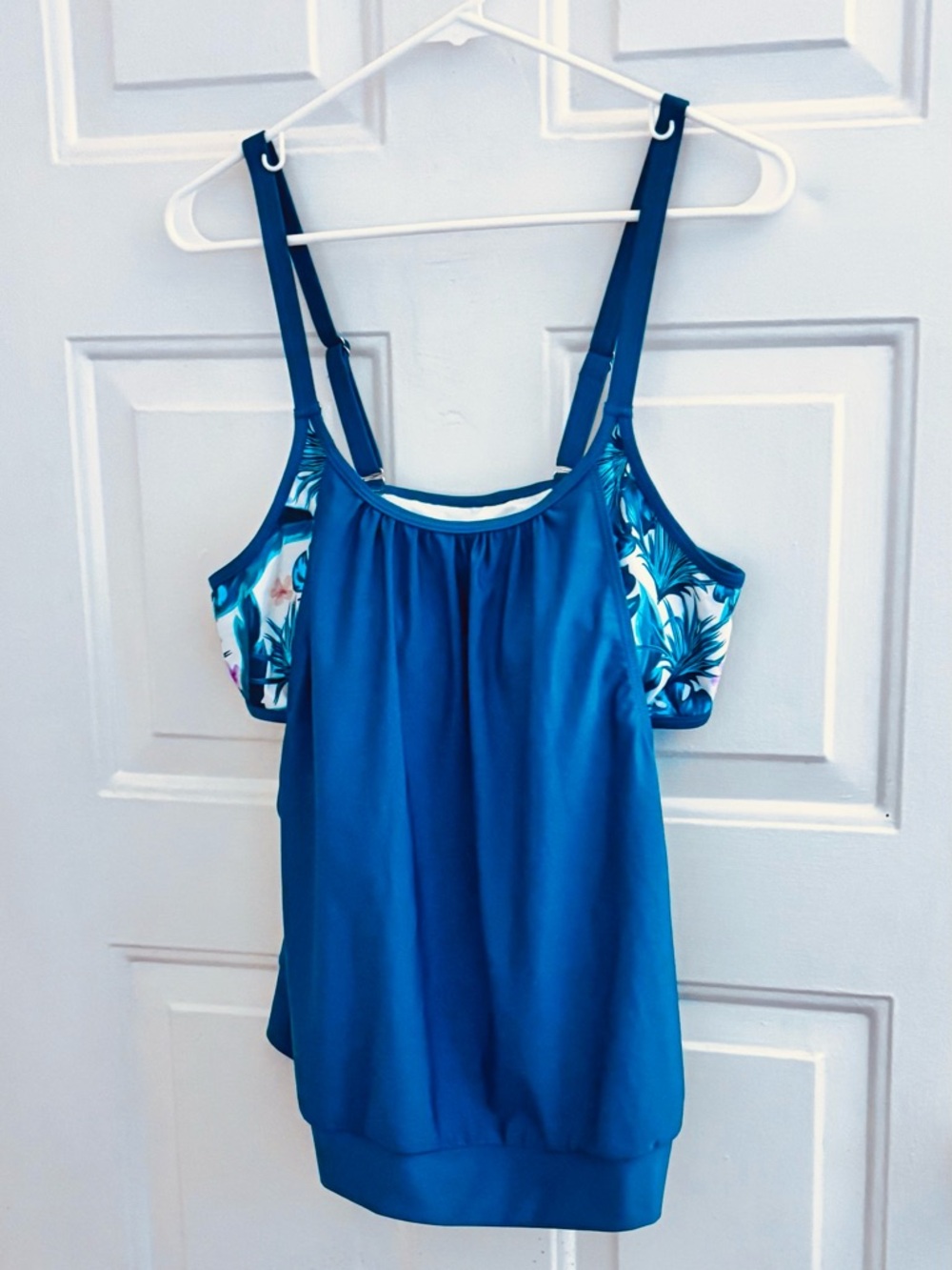 Turquoise/green Tropical Print Tankini Top with Boy Shorts